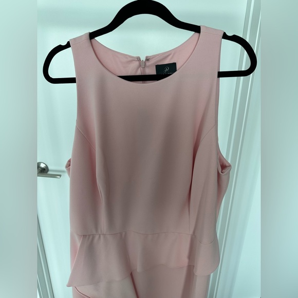 Worn Once Good Condition | Adrianna Papell Cascade Crepe Gown| Pale Shell| 18W - Picture 4 of 5